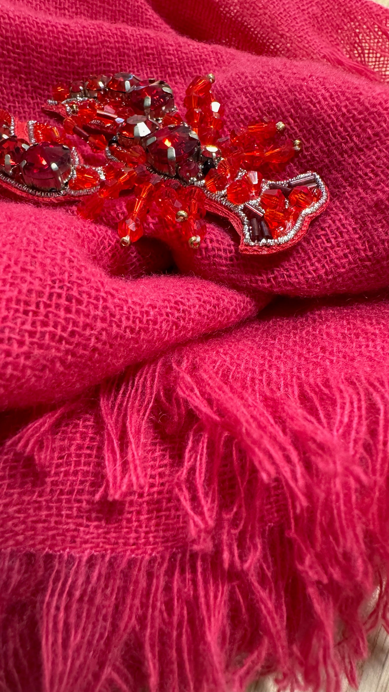 leichtes Bandana-Tuch aus Cashmere-Merino, Hibiscus