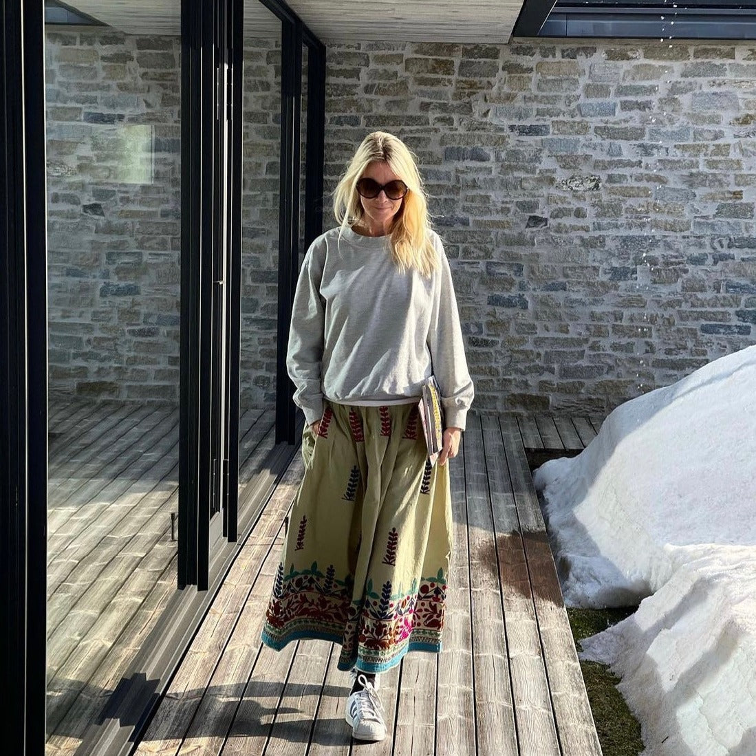SALE - oversized Sweater mit Schlitzen, Light Grey Melange