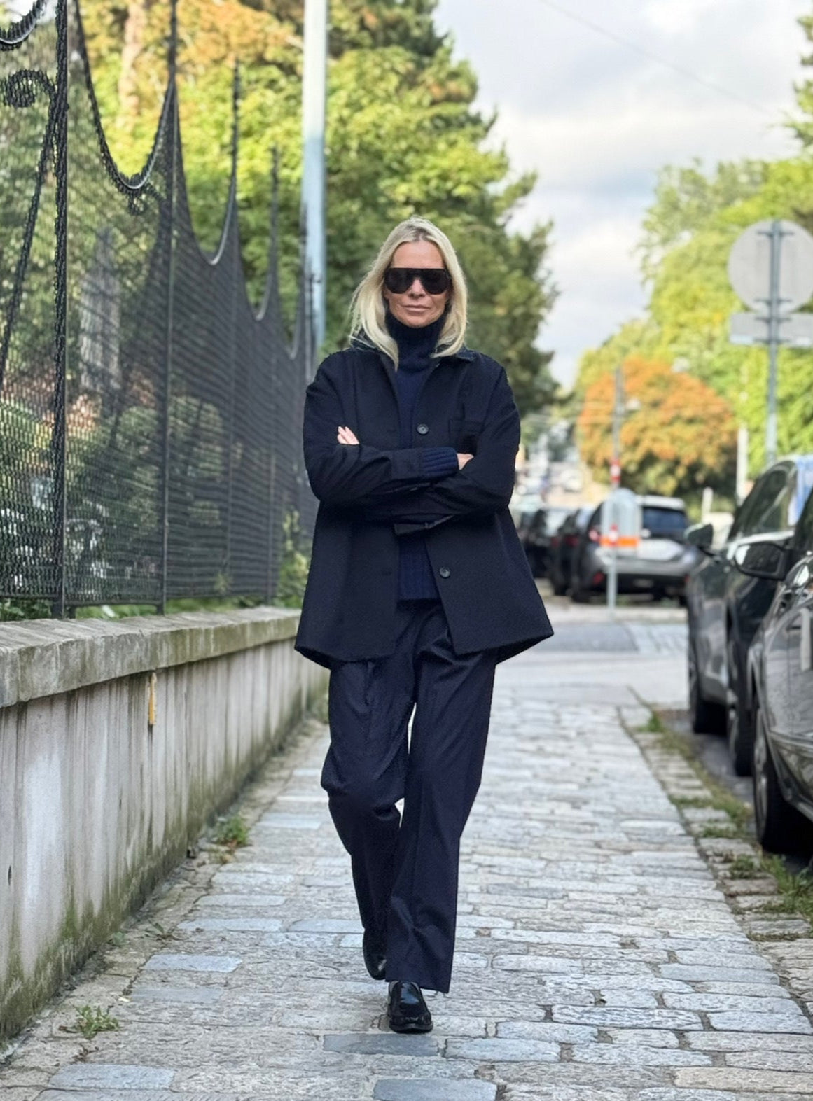 feine Bundfaltenhose mit Bügelfalte, Dark Navy