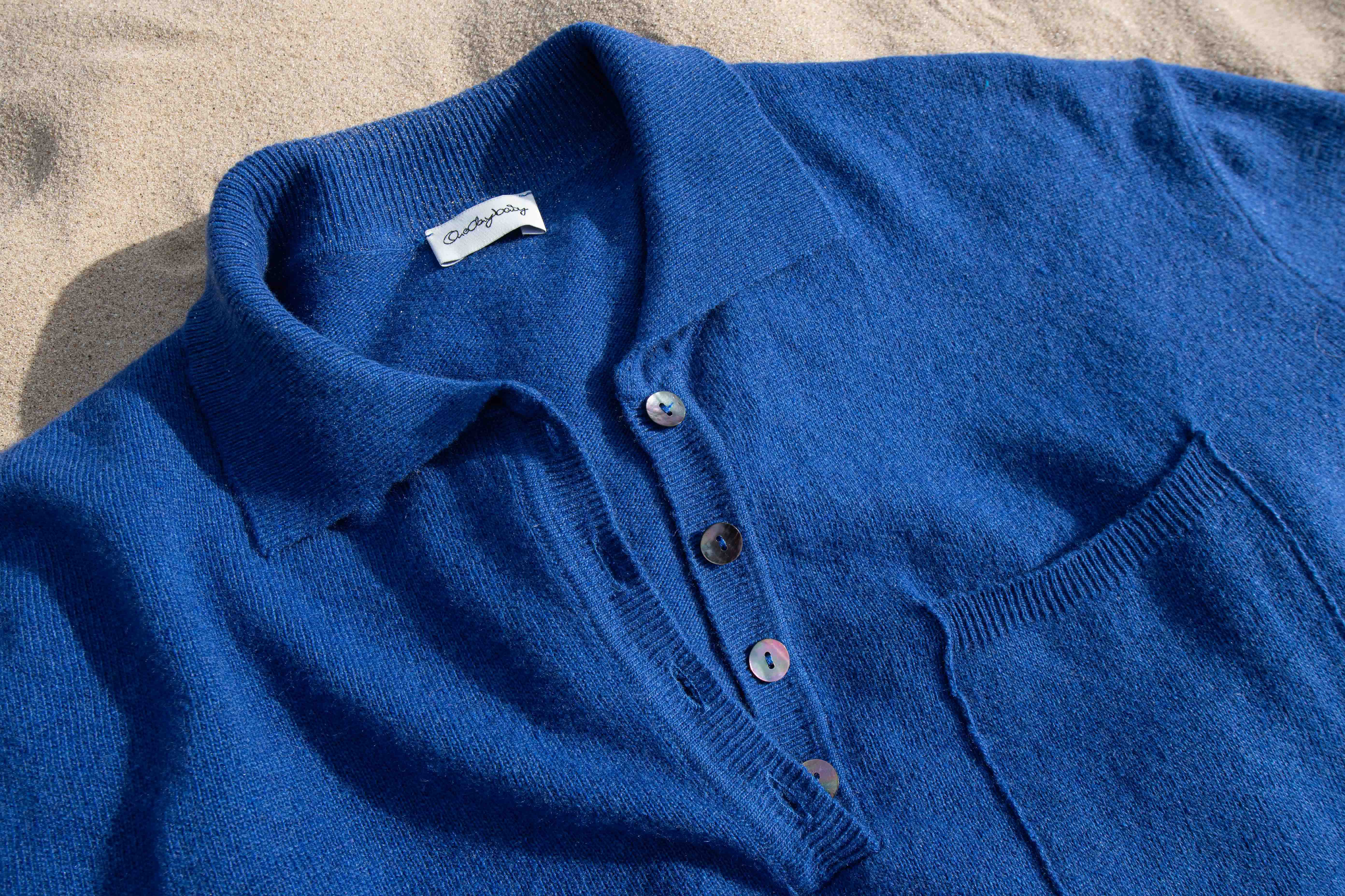 leichtes Strick-Poloshirt aus Cashmix, Royalblue