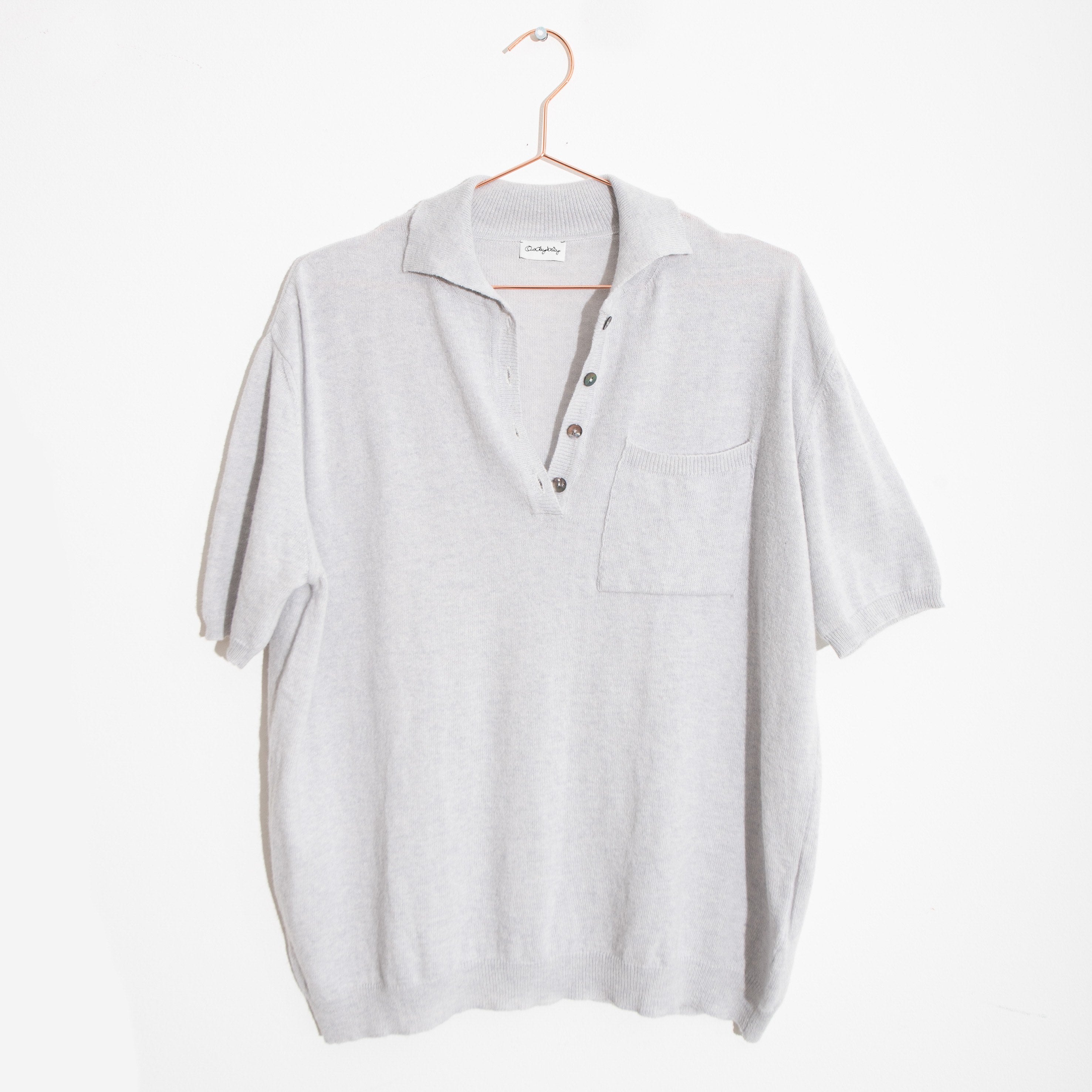 leichtes Strick-Poloshirt aus Cashmix, Cloudy Sky