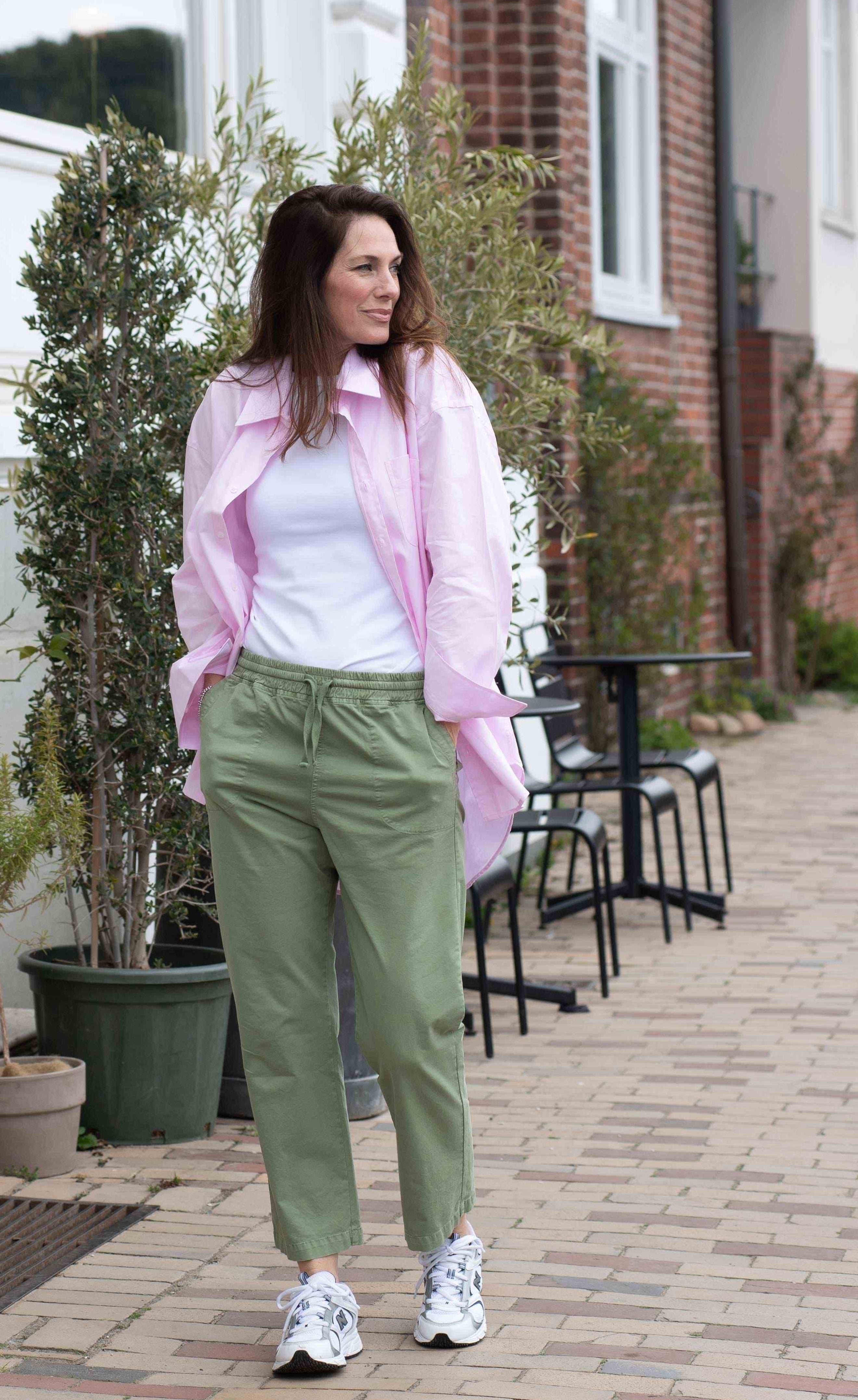 easy Chino-Pant aus Cotton-Tencel-Stretch, Green Olive