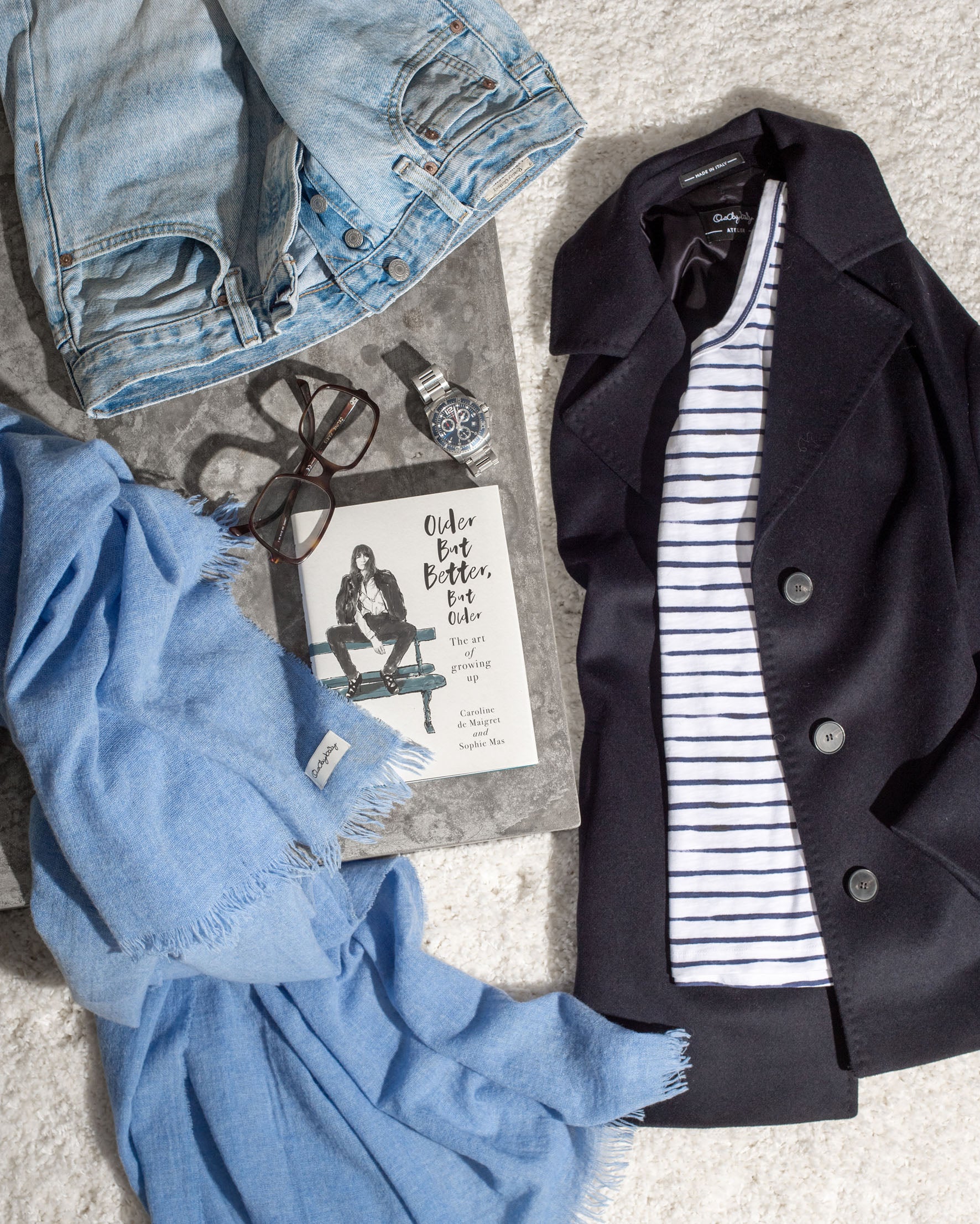 leichtes Plaid aus Cashmere/Merino, bluejean blue