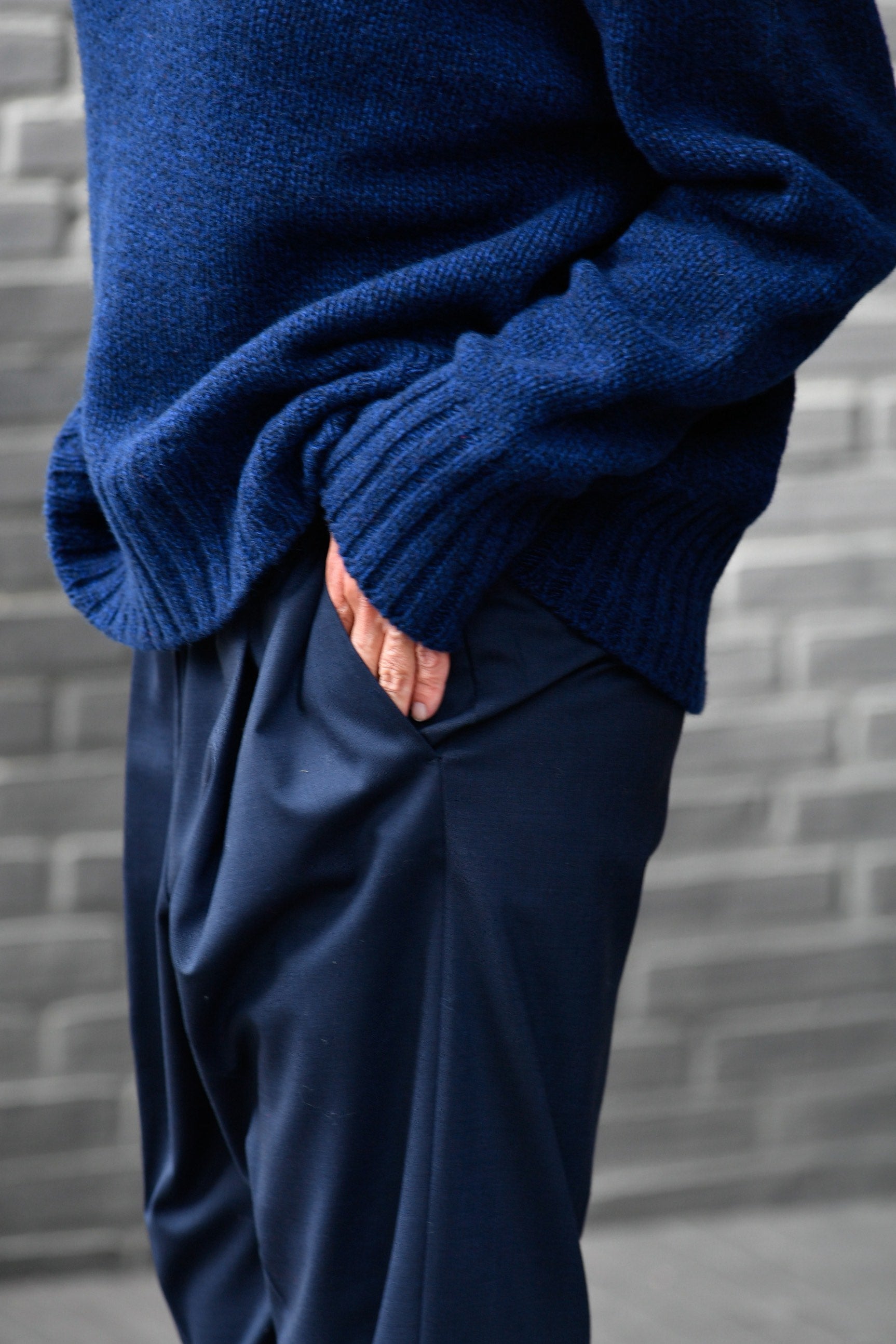 feine Bundfaltenhose mit Bügelfalte, Dark Navy