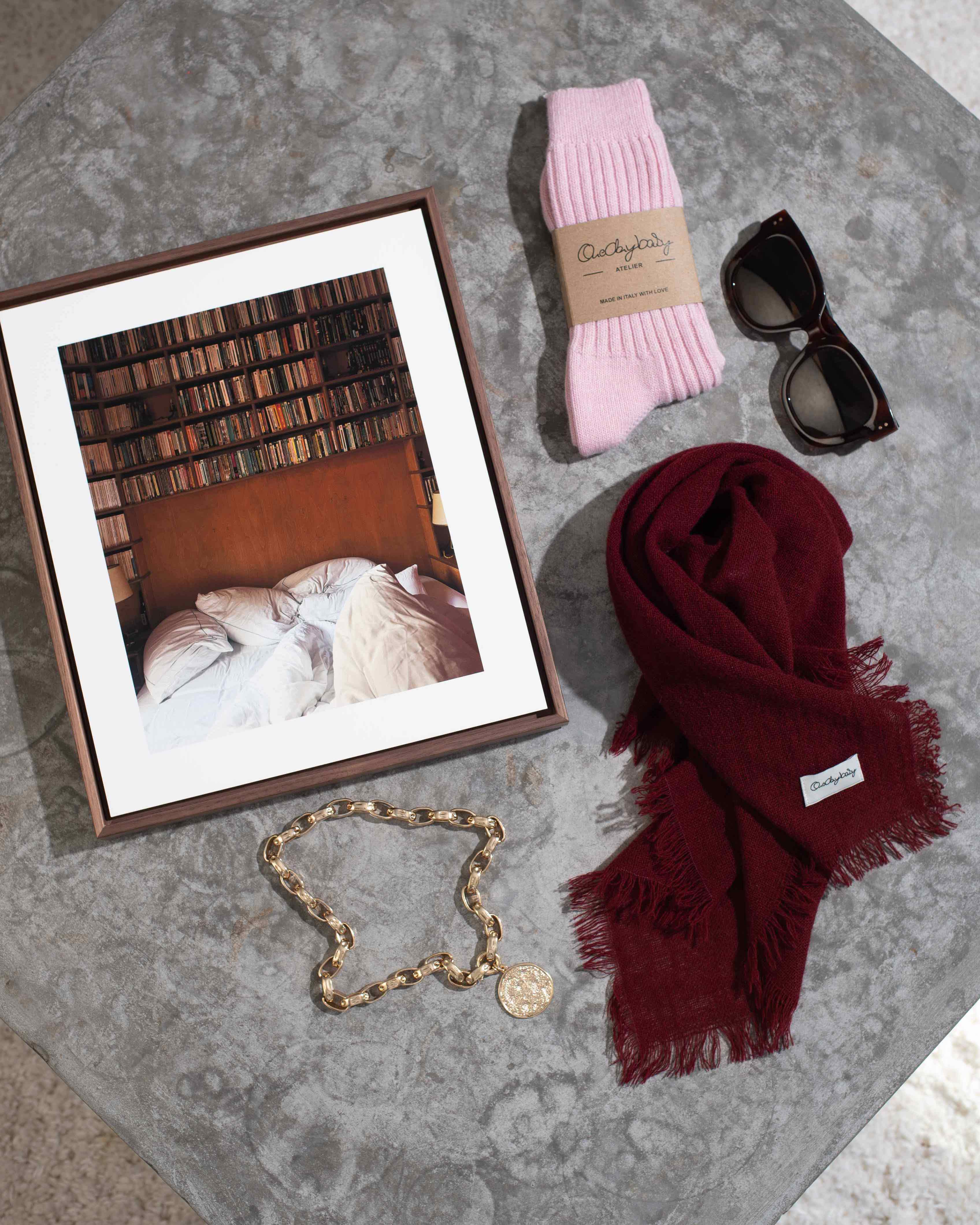 leichtes Bandana-Tuch aus Cashmere-Merino, Cabernet