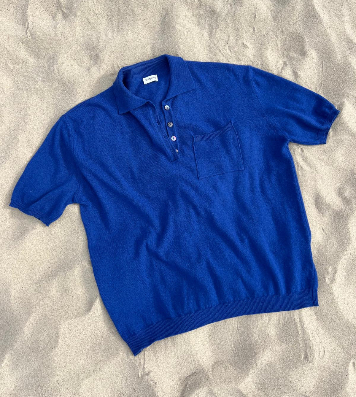 leichtes Strick-Poloshirt aus Cashmix, Royalblue