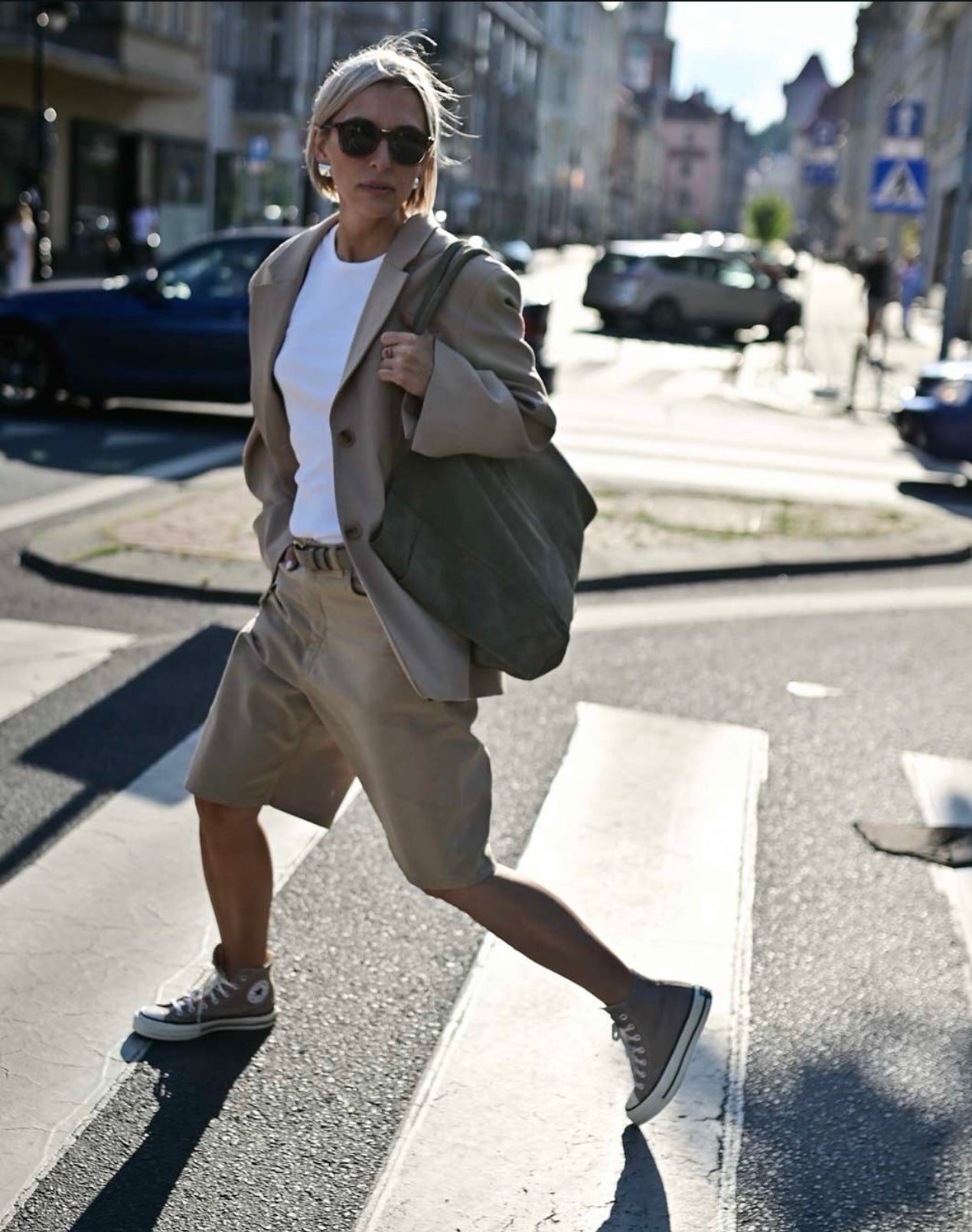 Maxi-Tote-Bag aus Suede, Light Green Olive