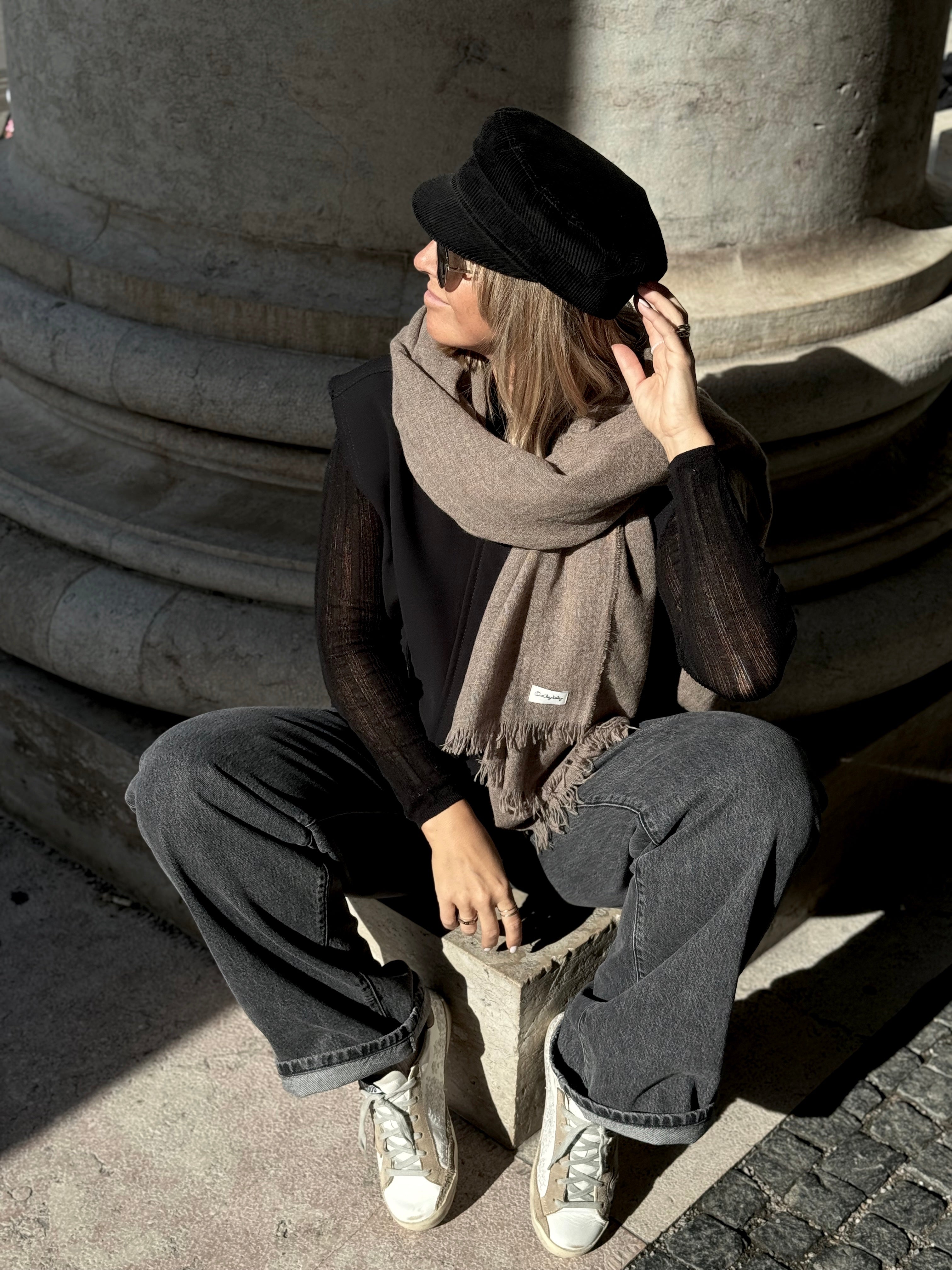 leichtes Plaid aus Cashmere-Merino, Walnut