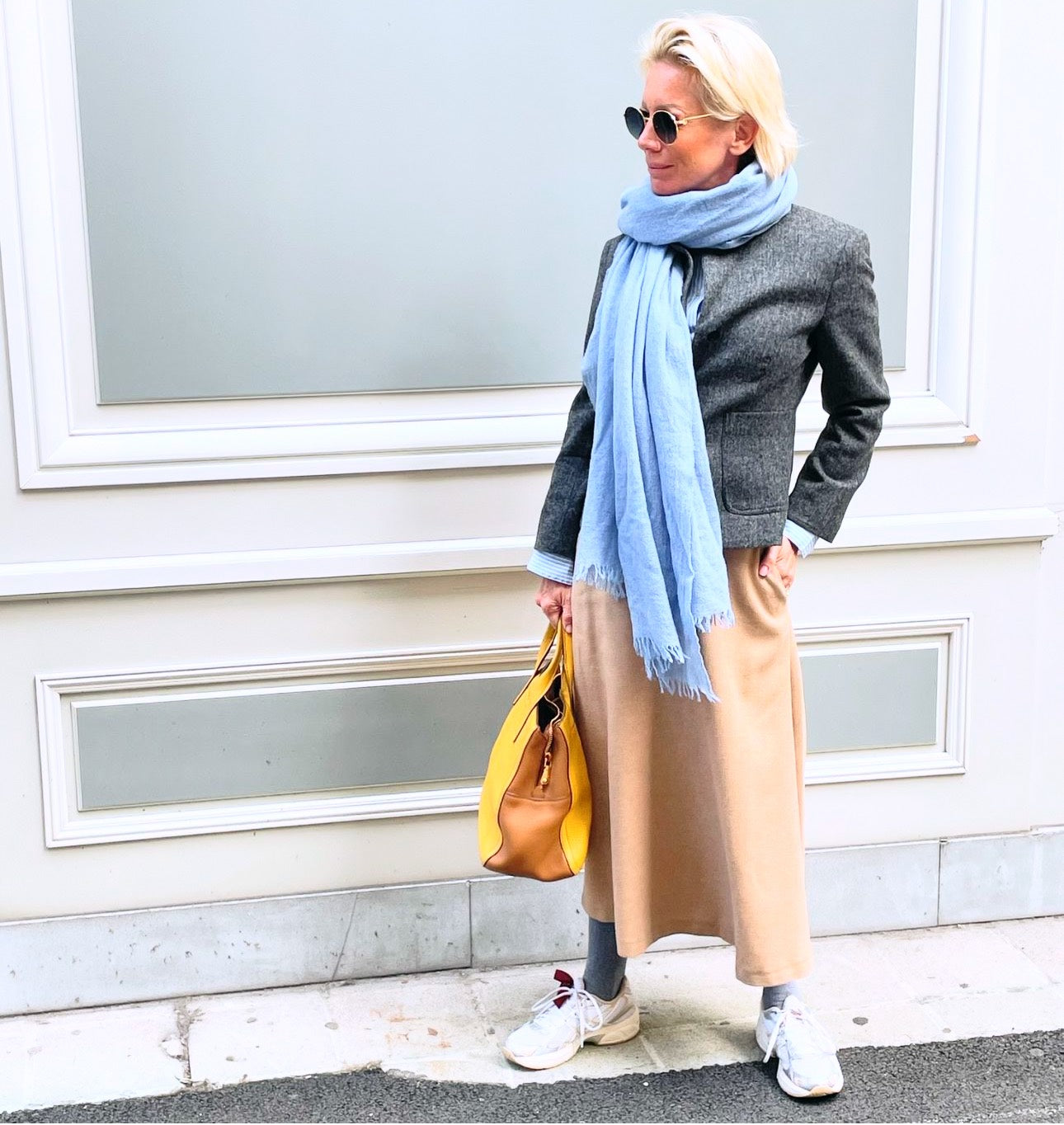 leichtes Plaid aus Cashmere/Merino, bluejean blue