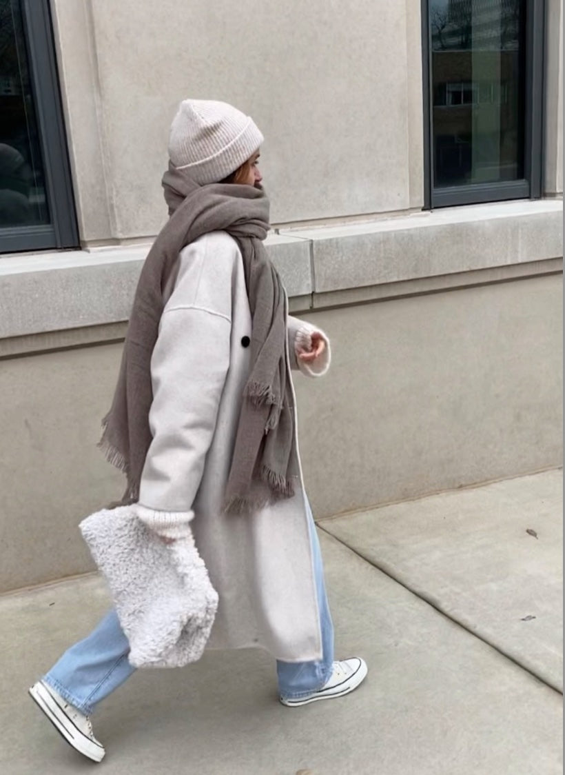 leichtes Plaid aus Cashmere-Merino, Walnut