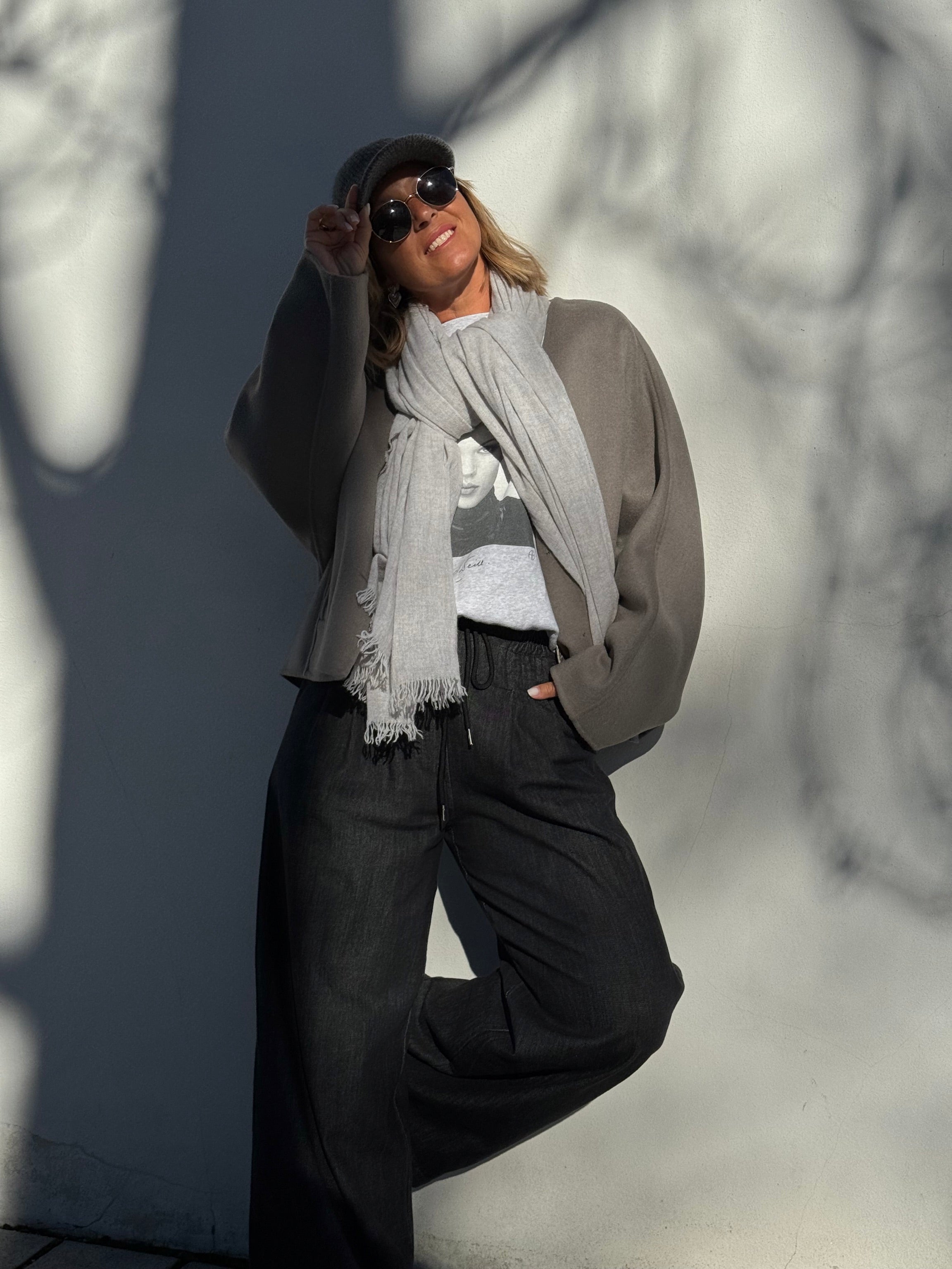 leichtes Plaid aus Cashmere/Merino, light grey