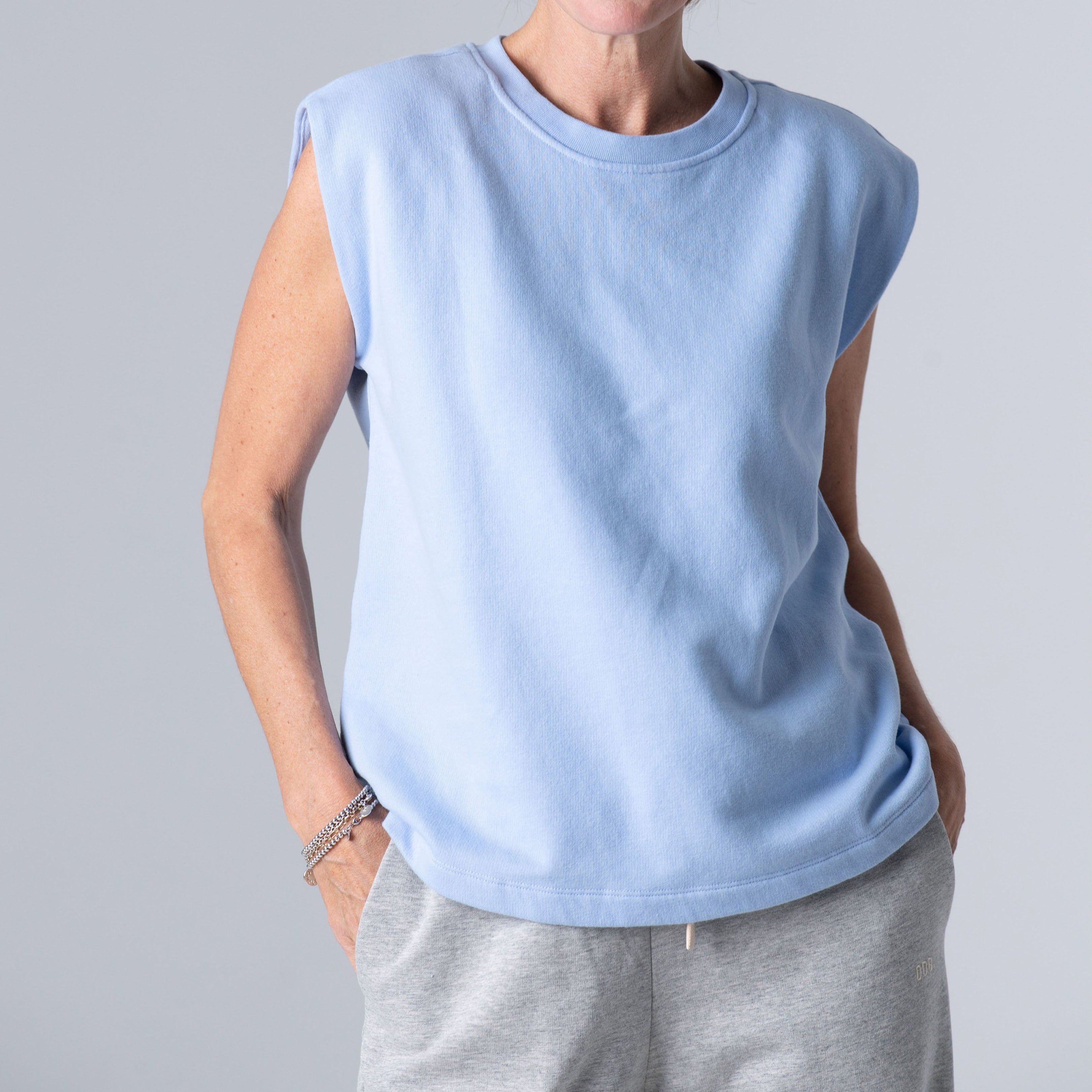 SALE - sleeveless Crew-Sweater, Baby Boy Blue