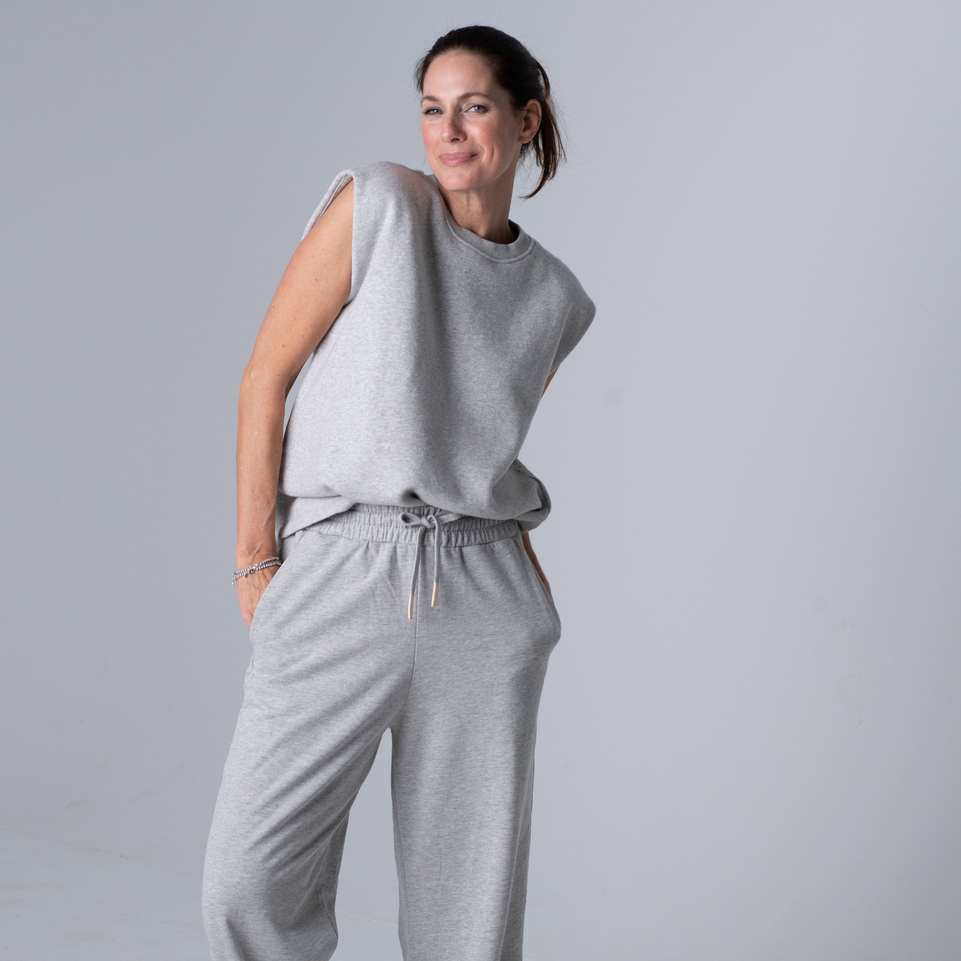 sleeveless Crew-Sweater, light grey Melange