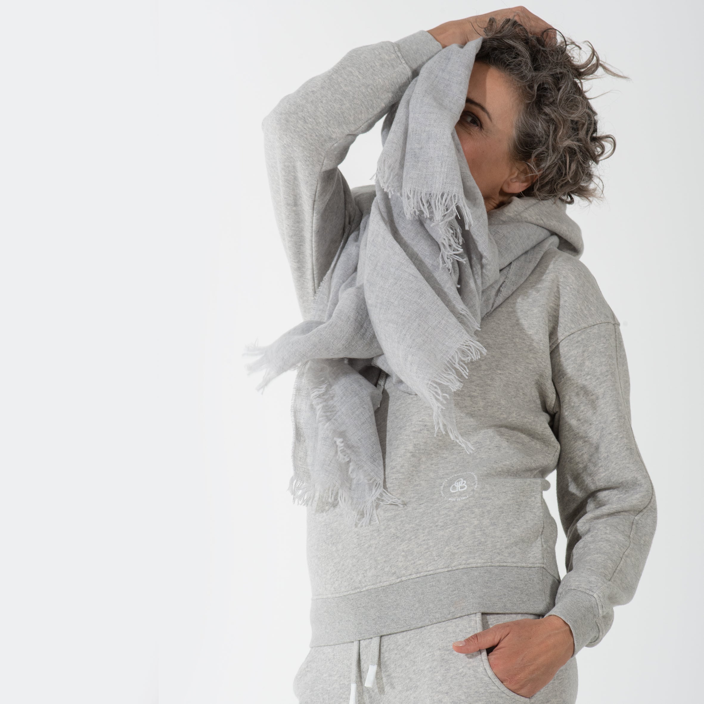 leichtes Plaid aus Cashmere/Merino, light grey