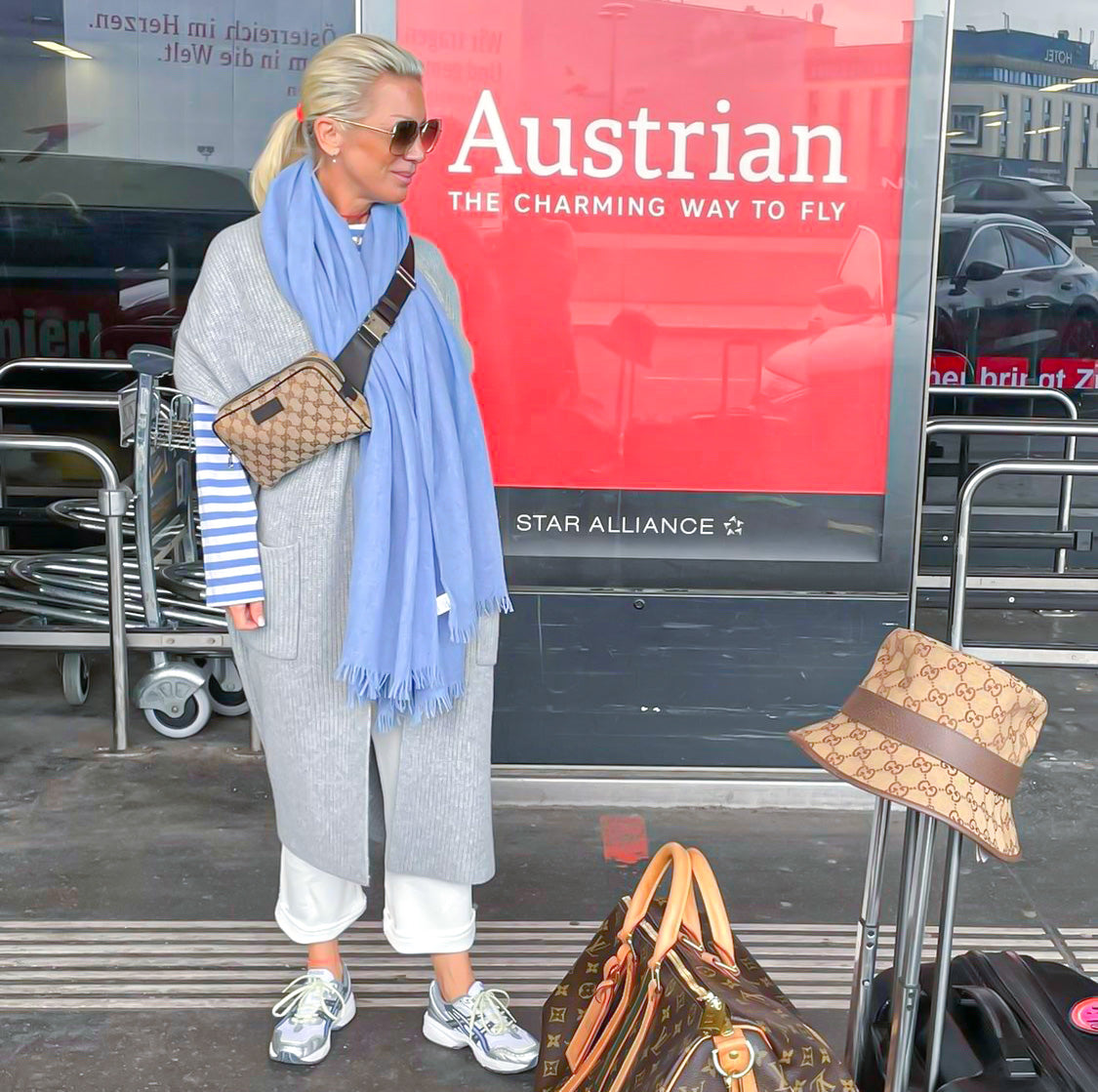 leichtes Plaid aus Cashmere/Merino, bluejean blue