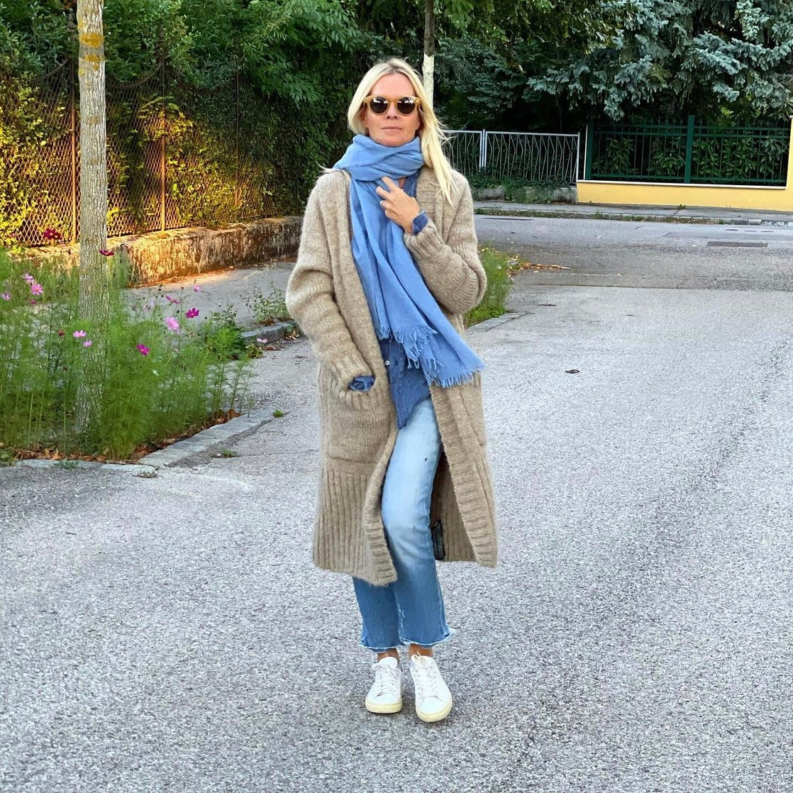 leichtes Plaid aus Cashmere/Merino, bluejean blue