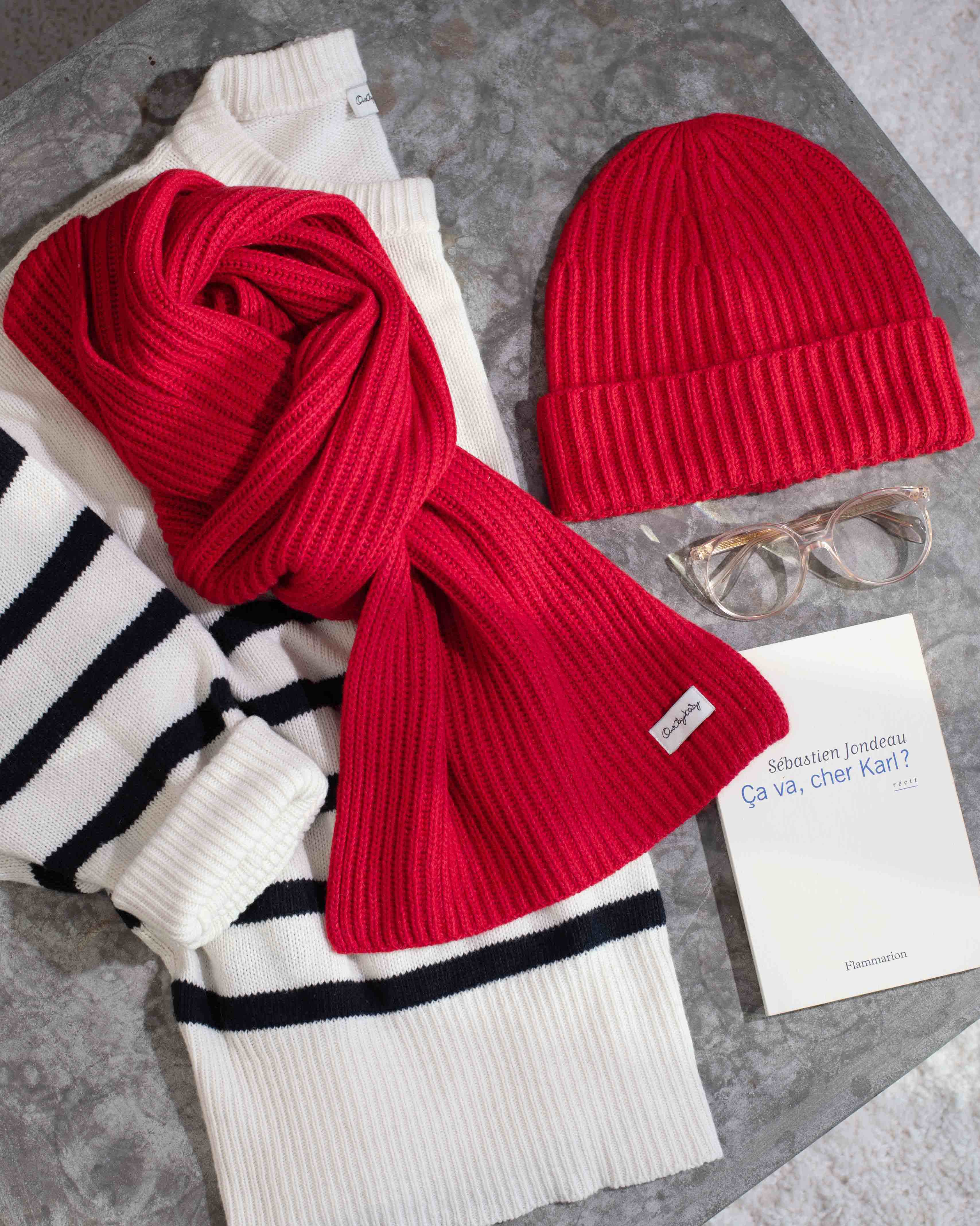 patent gestrickter Schal aus Cashmix, Gucci Red
