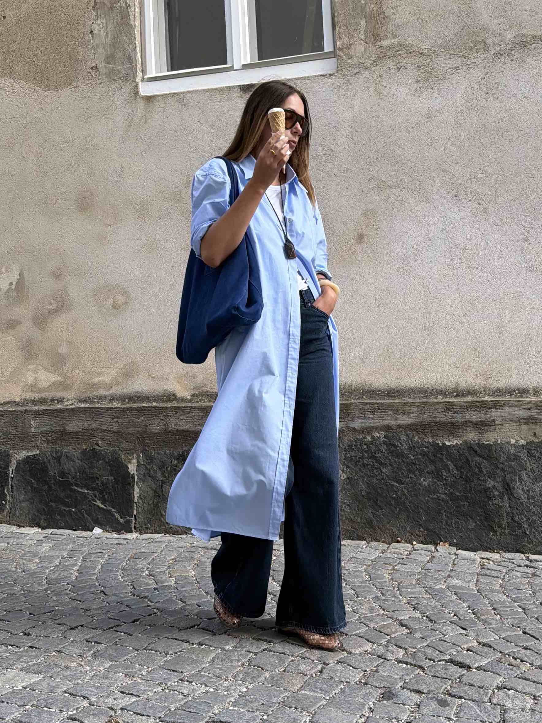 Long Italian Oxford-Shirt-Dress, Baby Boy Blue