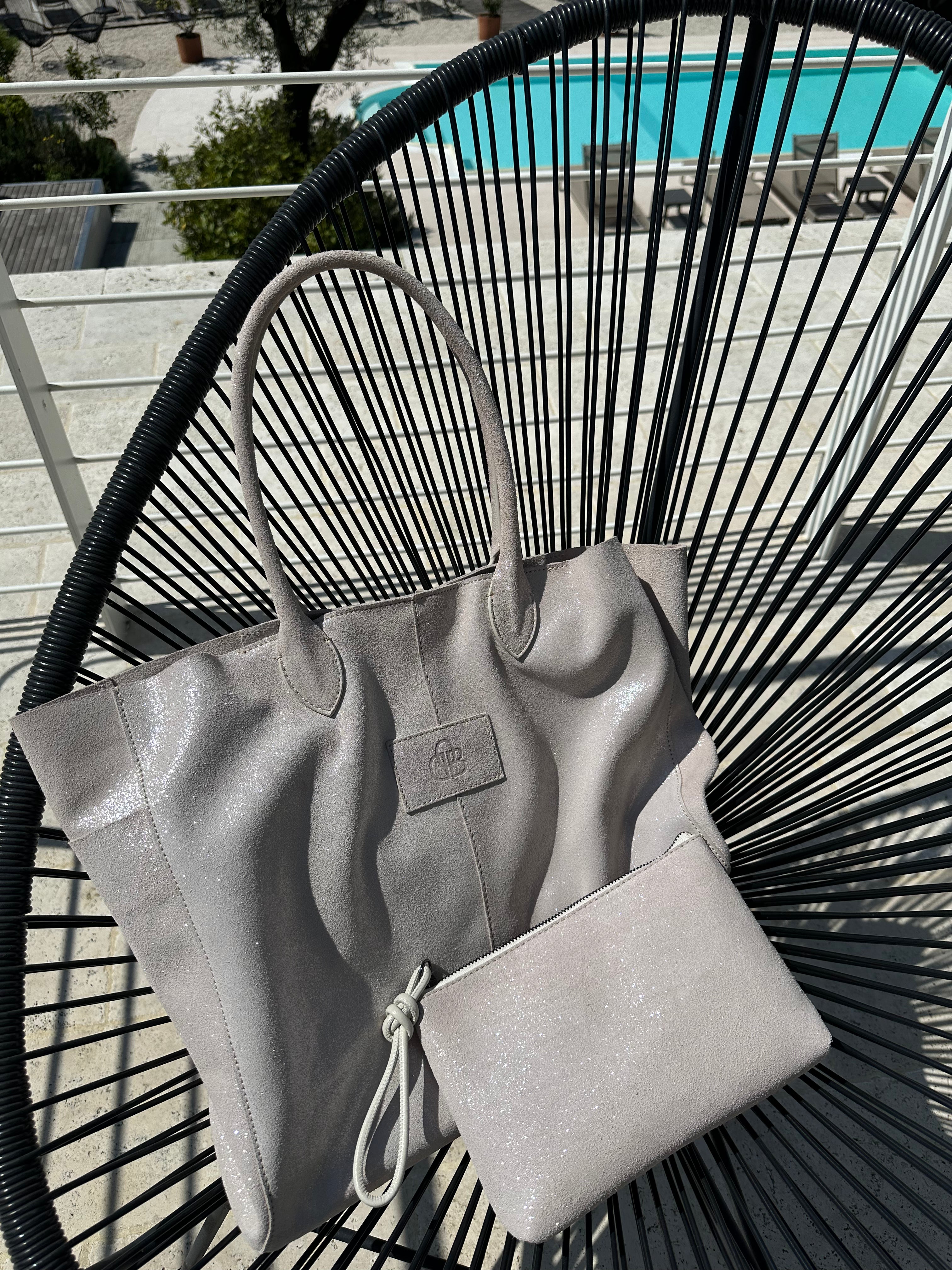 Big-Tote-Bag aus Suede, Sparkling Beach