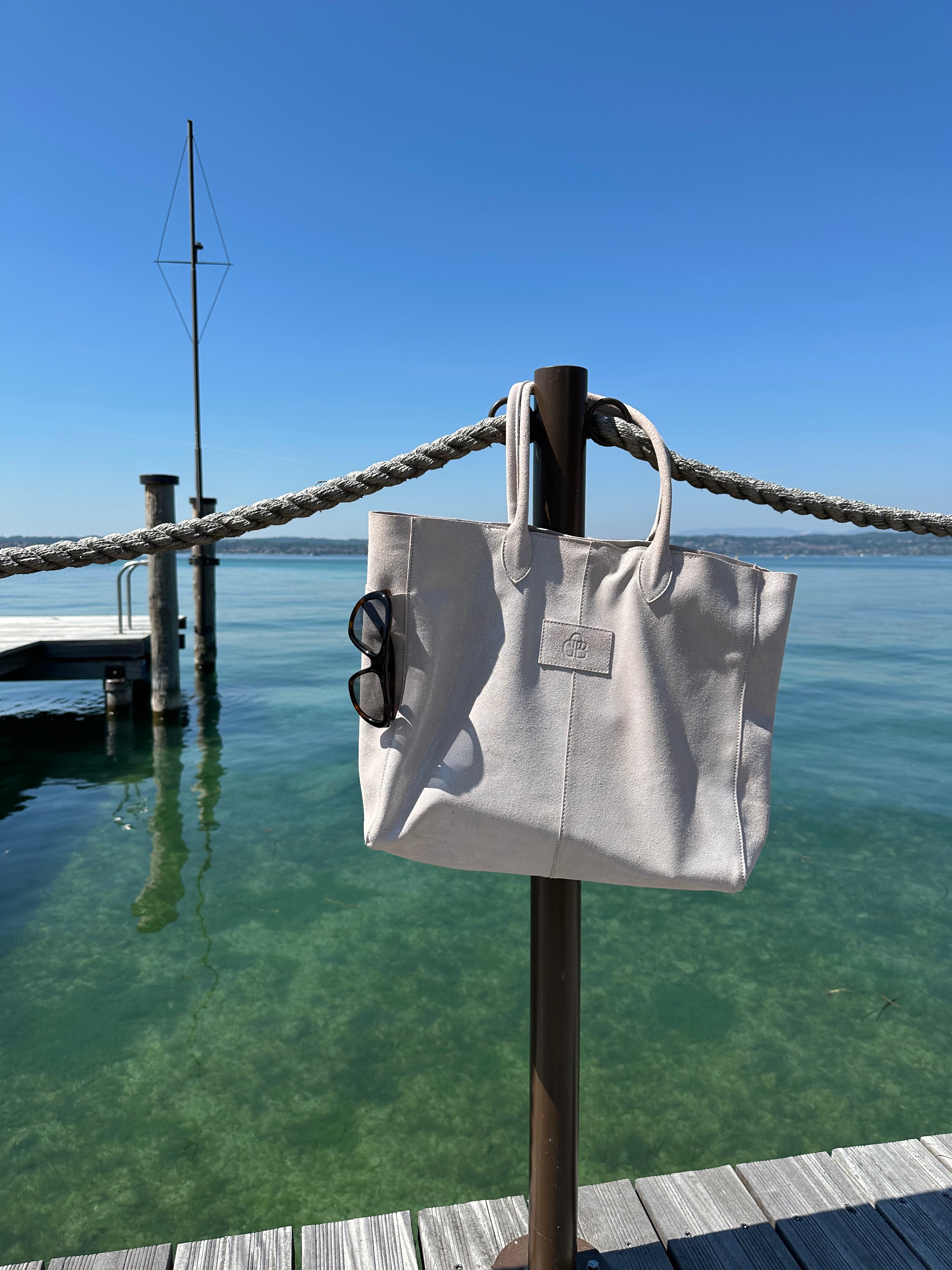 Big-Tote-Bag aus Suede, Sparkling Beach