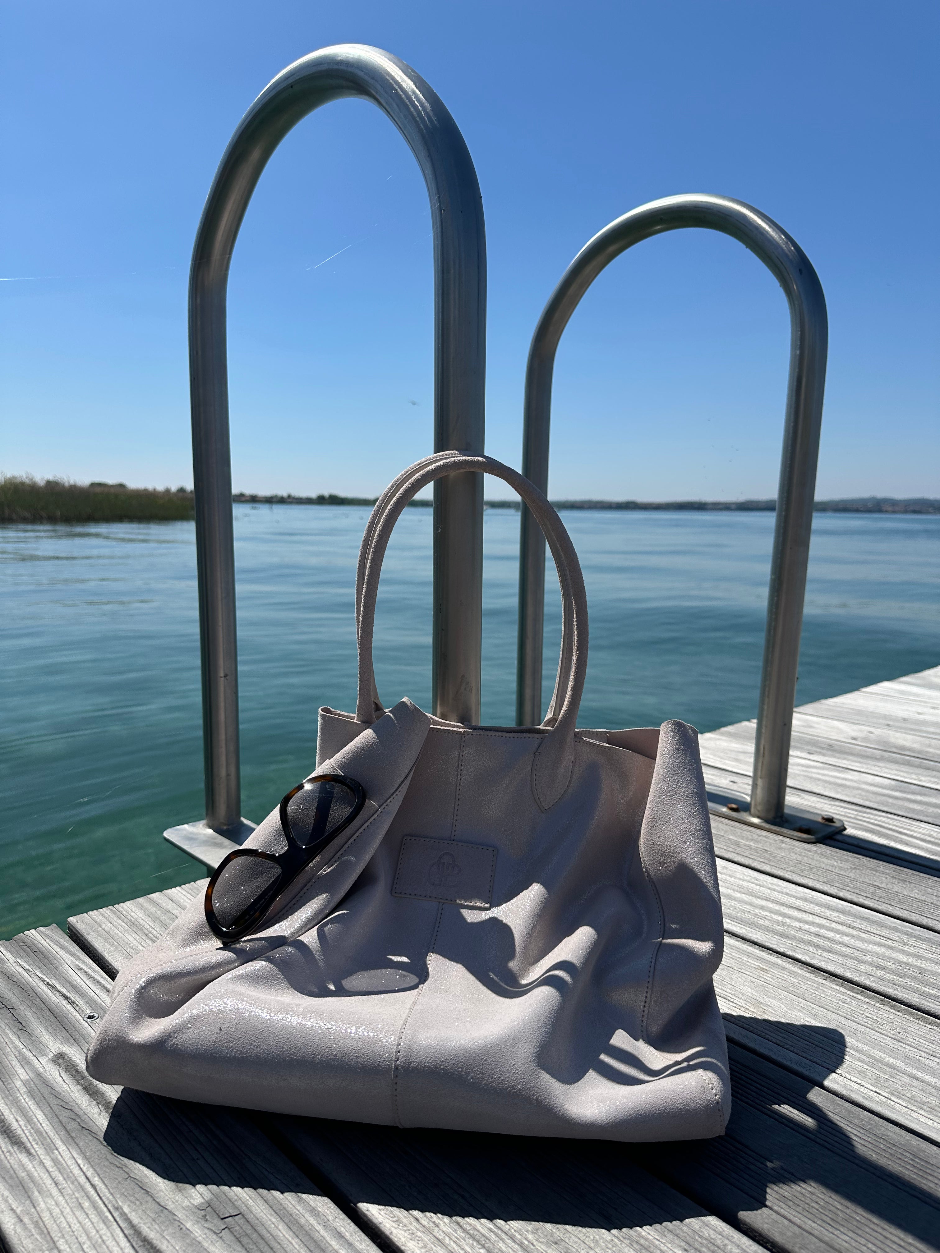 Big-Tote-Bag aus Suede, Sparkling Beach