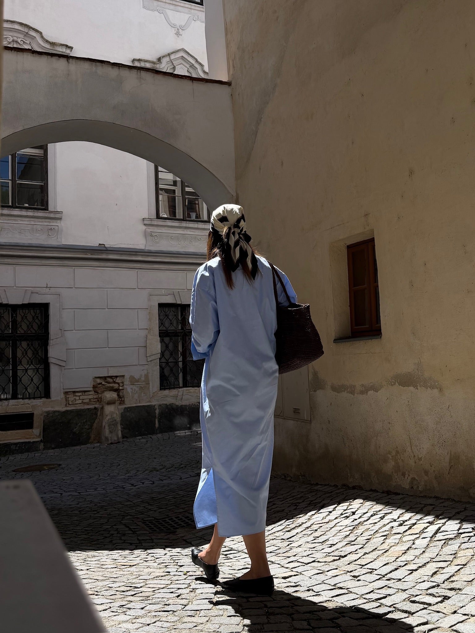 Long Italian Oxford-Shirt-Dress, Baby Boy Blue