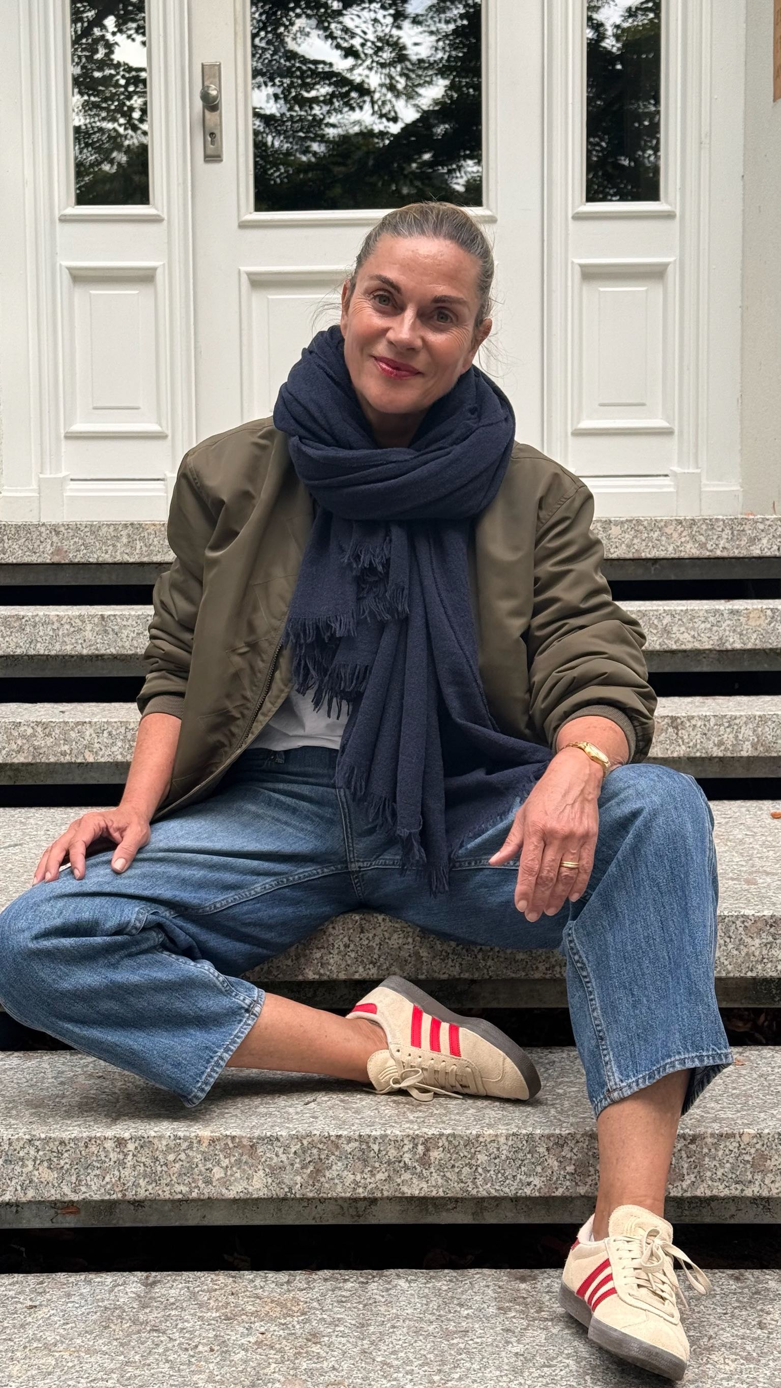 leichtes Plaid aus Cashmere-Merino, Navy Melange