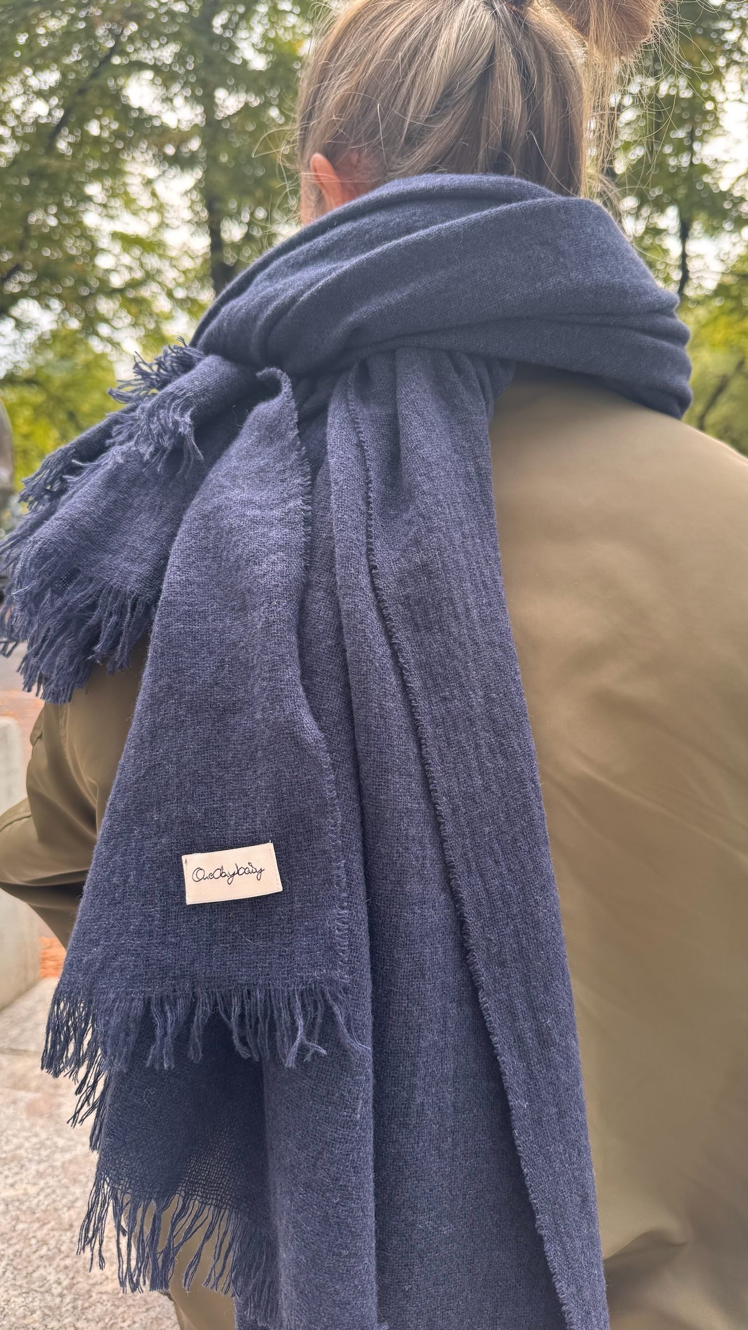 leichtes Plaid aus Cashmere-Merino, Navy Melange