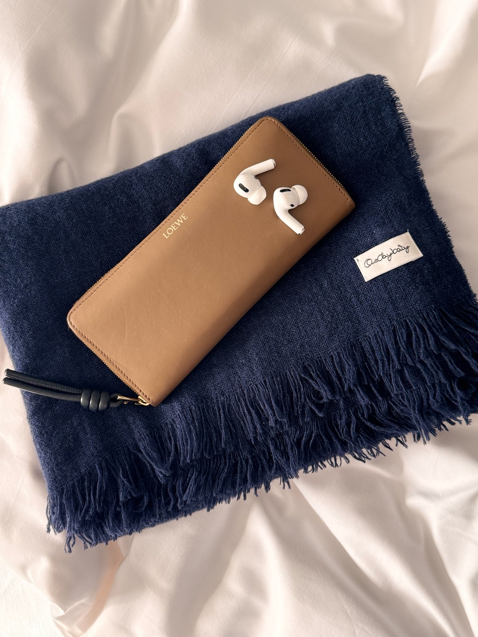 leichtes Plaid aus Cashmere-Merino, Navy Melange