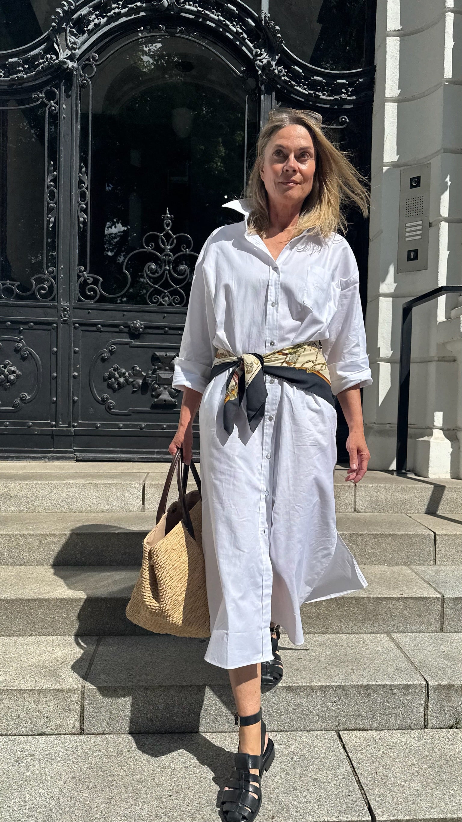 Long Italian Oxford-Shirt-Dress, Bright White