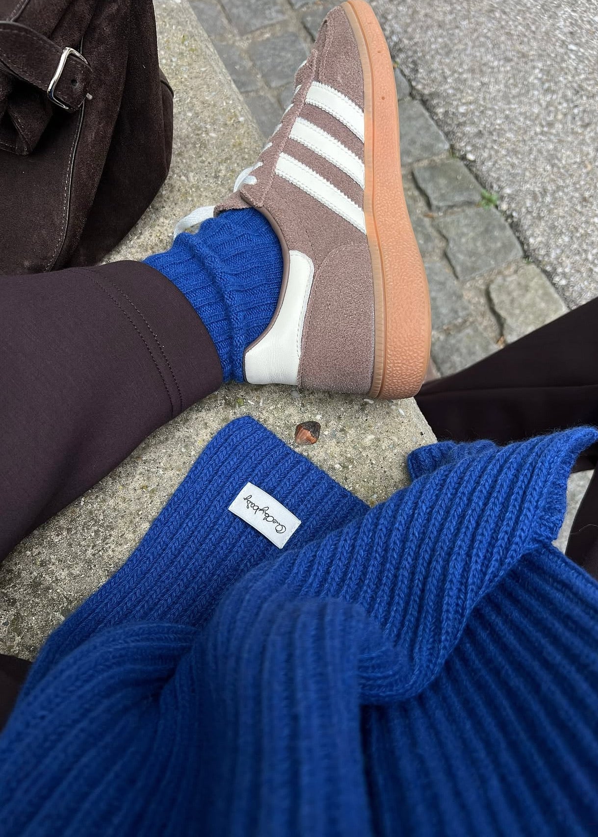 patent gestrickter Schal aus Cashmix, Royalblue