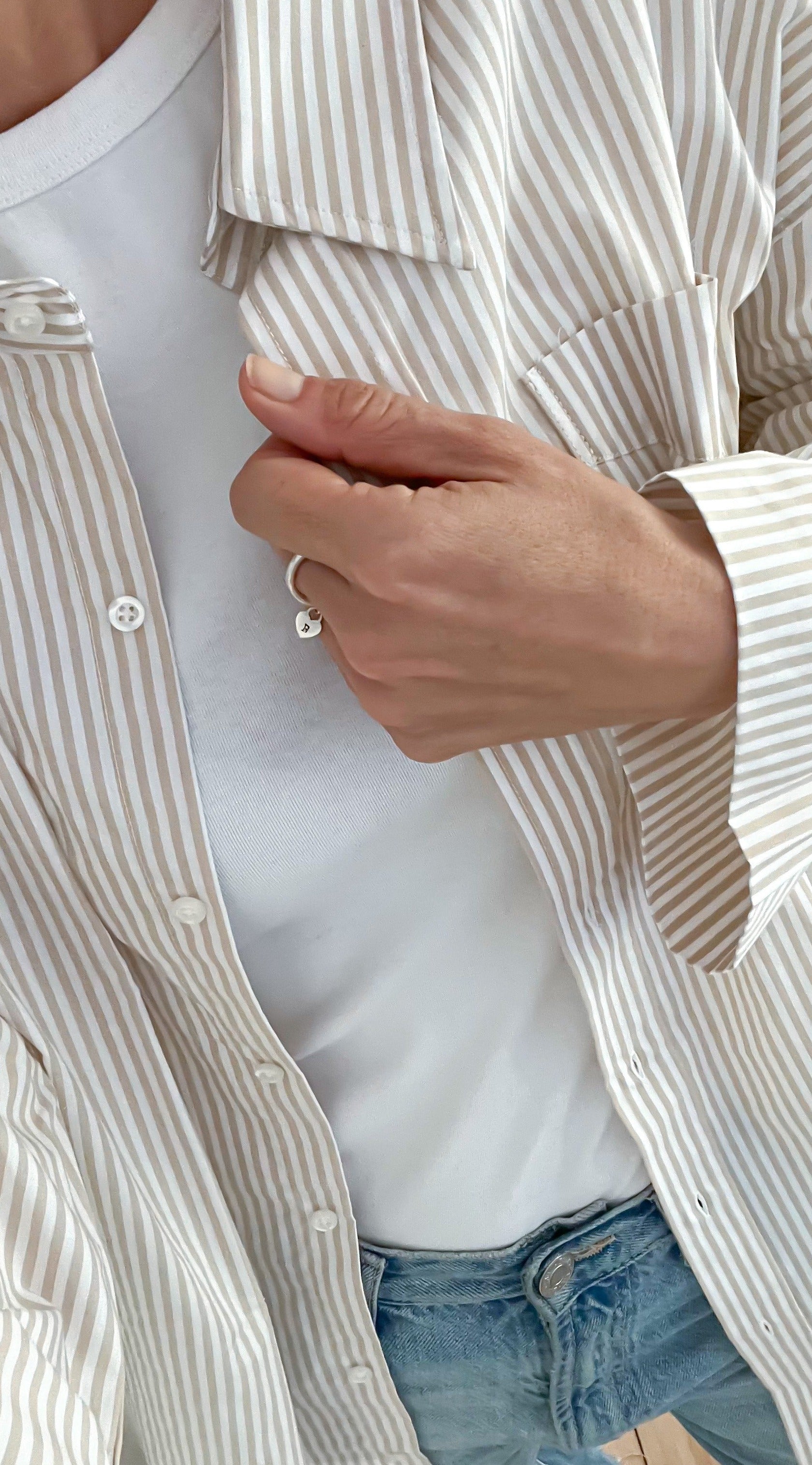 the ideal Italian Oxford-Shirt, striped sand &amp; white