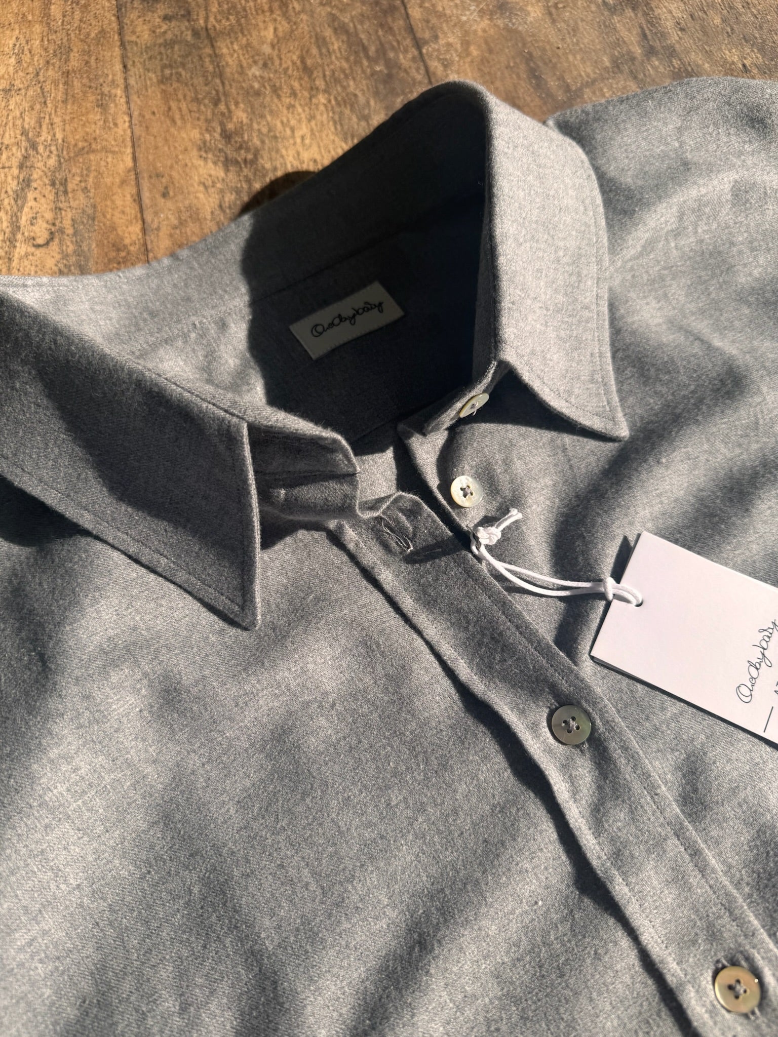 Italian Flannel-Shirt, Light Grey Melange