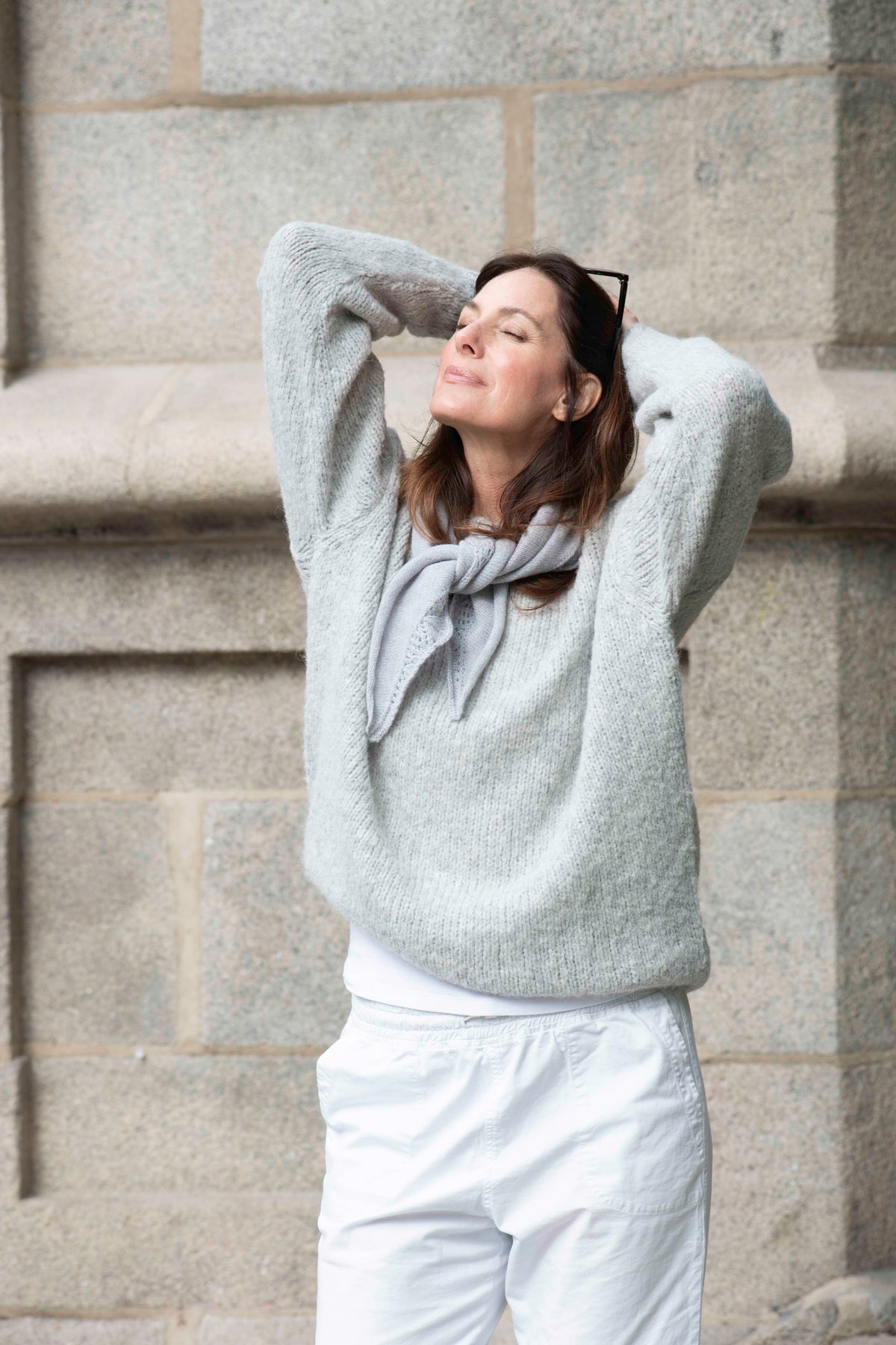 oversized Alpaka-Pullover, Light Grey Melange