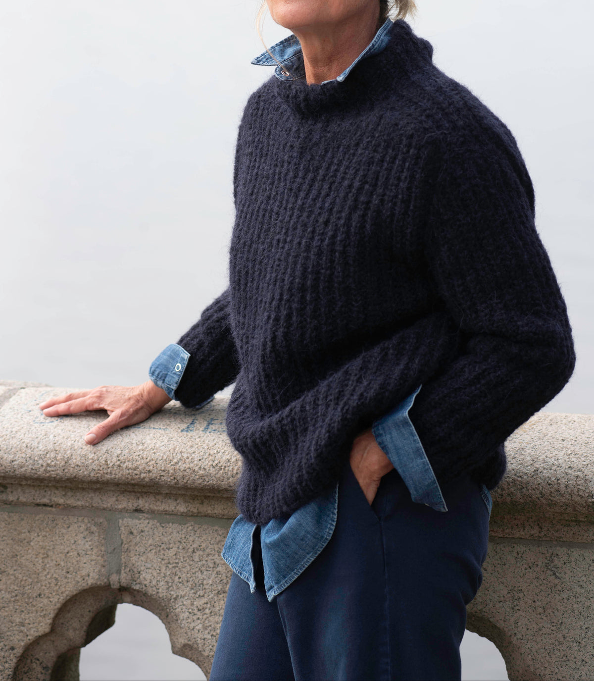 patentgestrickter Alpaka-Turtle, Dark Navy