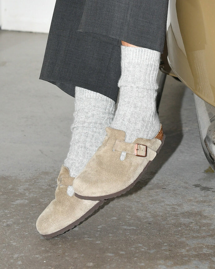 cozy knitted socks aus Cashmix, Light Grey Melange