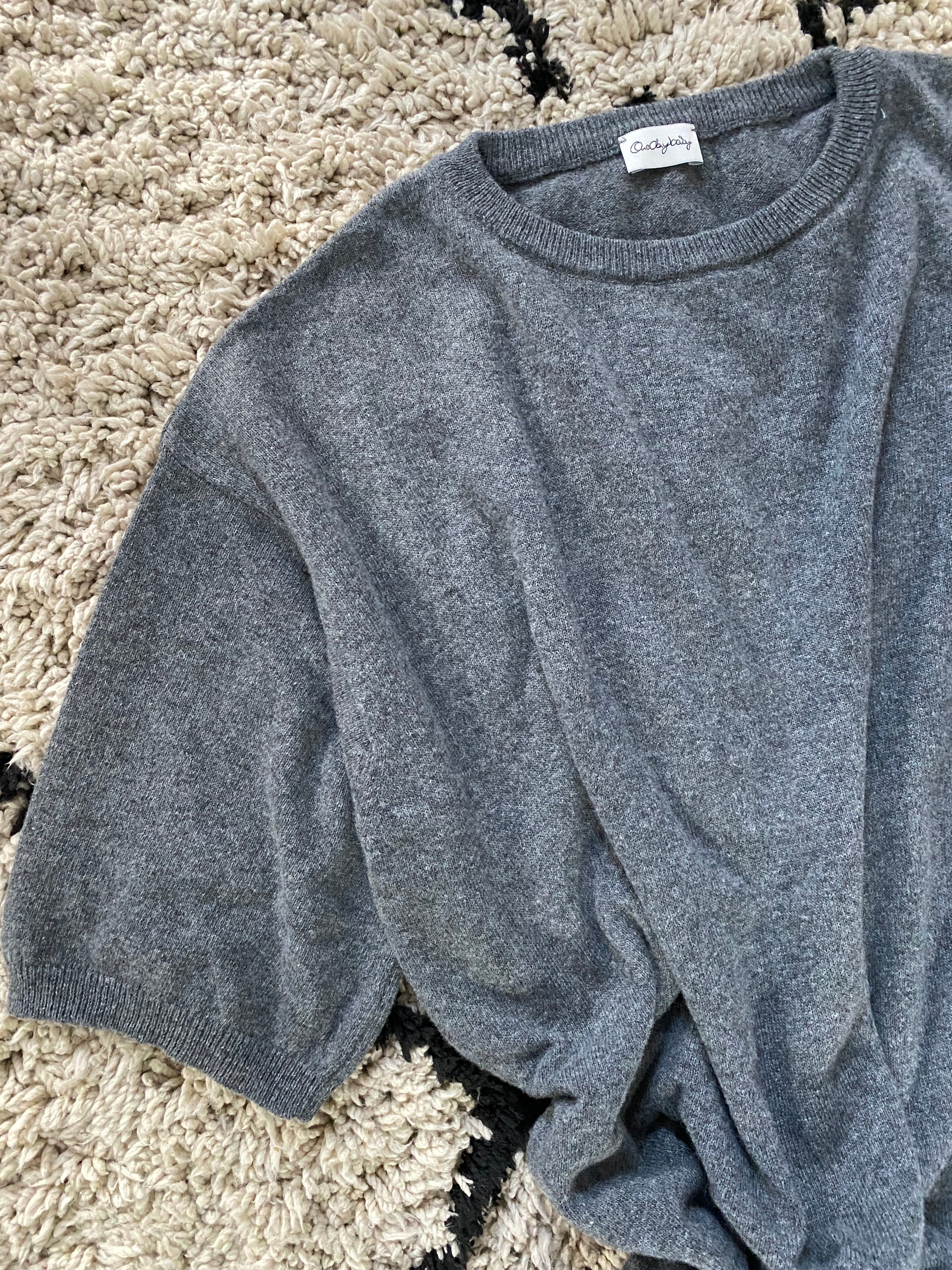 short sleeved Strick-Shirt aus Cashmix, dark grey melange