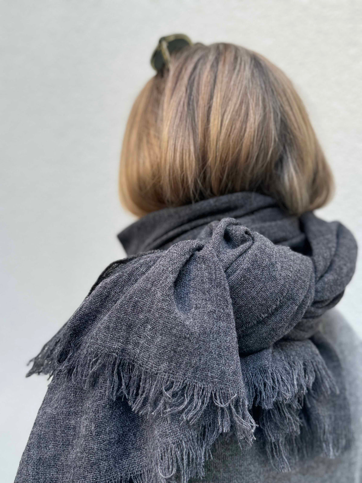 leichtes Plaid aus Cashmere/Merino, Flanel Grey