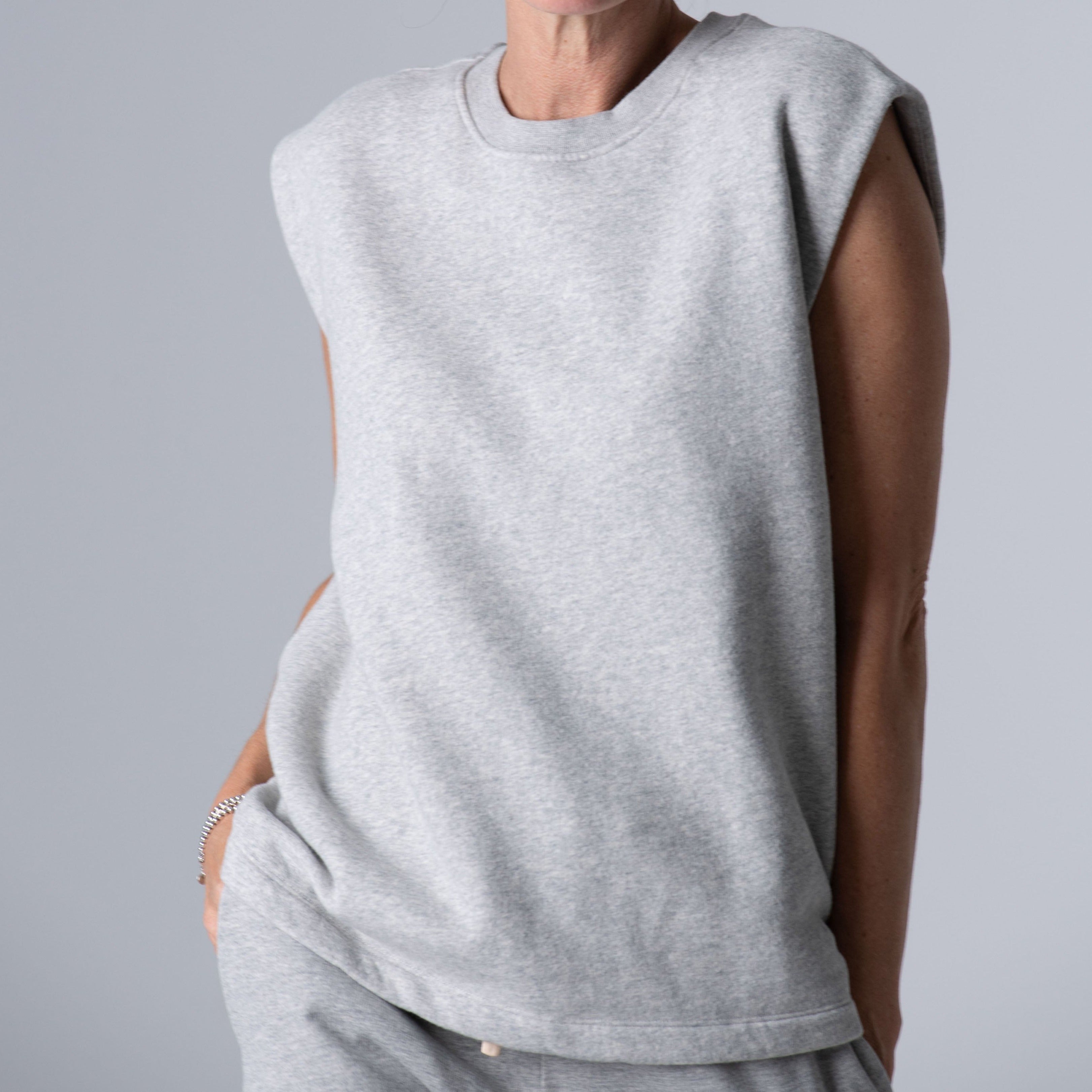 sleeveless Crew-Sweater, light grey Melange